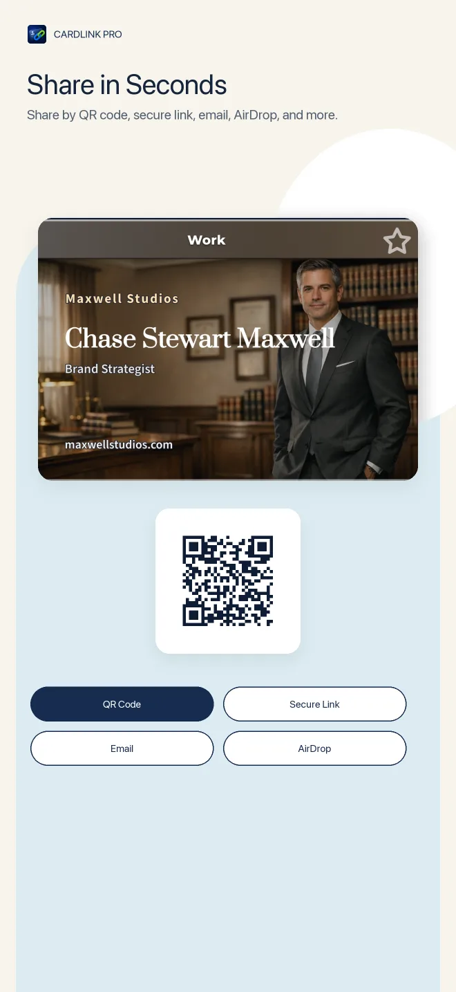 Sharing a CardLink Pro card by QR code