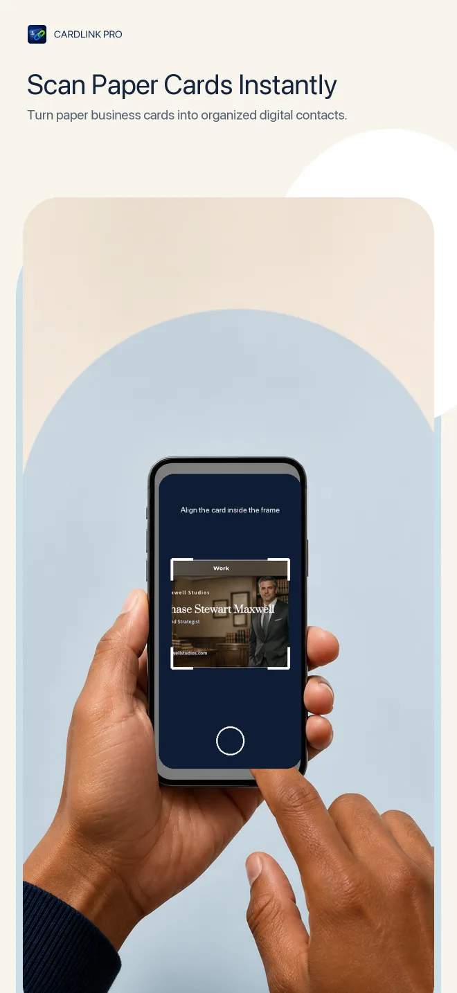 Scanning a paper business card with CardLink Pro