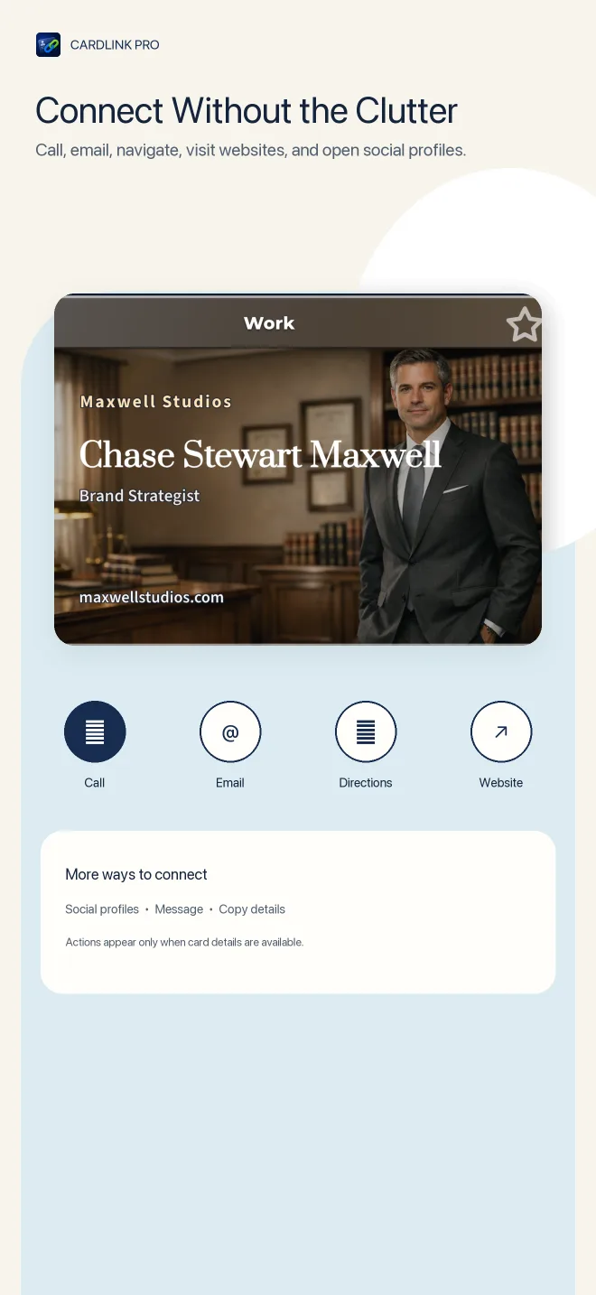 A clean CardLink Pro contact profile